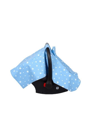 Sevi Bebe Fiyonklu Anakucağı Örtüsü Mavi Yıldızlı Desen