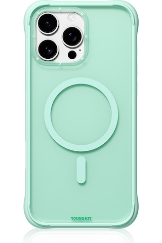 İphone 16 Pro Max Uyumlu Kılıf M-safe Şarj Özellikli Youngkit Macaroon Serisi Kapak Açık Yeşil Açık Yeşil