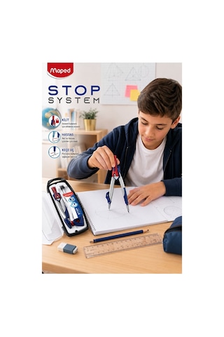 Metal Pergel Seti 1 Adet Maped 196100 Stop System Profesyonel Pergel Çizim Proje Matematik Geometri Mimar Mühendis