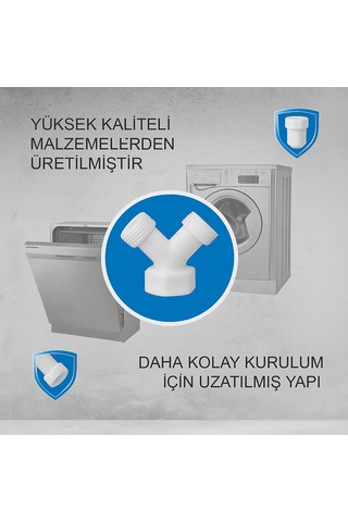 Plastik Y Çatal Bağlantı Aparatı + Conta Çamaşır Makinesi Muslu