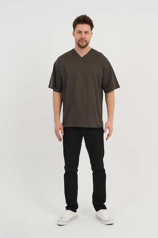 Alexander Gardi Alexandergardı V Yaka Oversize T-shirt E24-742a Haki