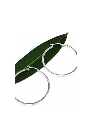 Omar Silver Kadın Halka Model Kare Kesim Gümüş Şarnel Küpe 39 Mm