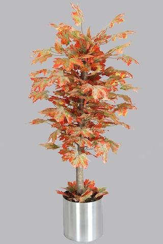 Yapay Çiçek Deposu Metal Saksıda Bodur Yapay Ağaç Hazan Çınar 130 Cm