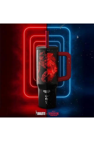 Lexroo Stranger Things Saplı Termos Bardak Pipetli Kapak - Karanlıkta Parlayan - 900 Ml Çok Renkli
