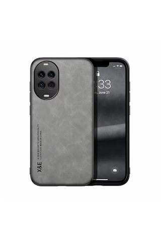 Microcase Huawei Nova 14 Pro İçin Luxury Leather Series Deri Desenli Plastik Koruma Kılıf - Al8125 Açık Gri
