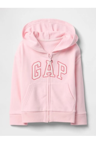 Kız Bebek Gap Logo Fermuarlı Kapüşonlu Sweatshirt Pembe-6017 Pembe