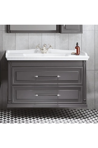 Denko Albatros 100 Cm Mdf Gri Banyo Dolabı Takımı + Boy Dolabı Gri