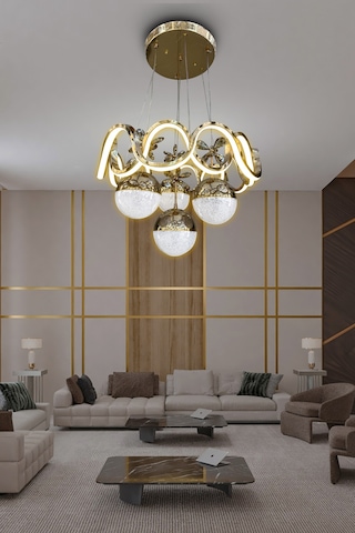 Sefa 4 Toplu Modern Sarkıt Led Avize - - Kumandasız / Gold Gold