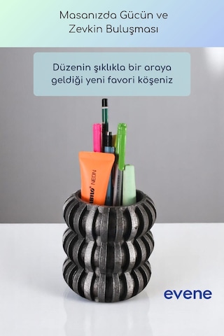 Kalemlik Masa Kalemliği Organizer Kalemlik Gümüş Eskitme Renk Model 75 Çok Renkli