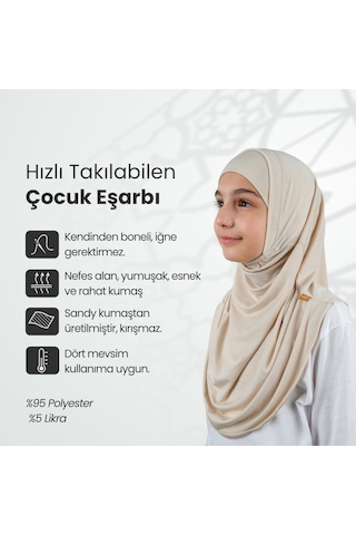 Pratik Hazır Geçmeli Boneli Çocuk Şal Bej Bej