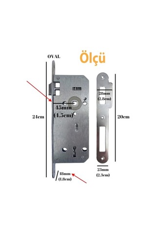 Oda Kapısı Gömme Kilit 18 X 45mm Göbek Ölçülü Metal İç Kapı Kilidi 1 Anahtarlı Dayanıklı Montaj Seti Diğer