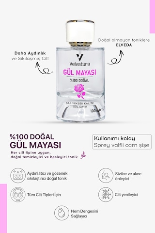 Velvatura Aydınlatıcı ve Gözenek Sıkılaştırıcı Gül Mayası Tonik 100 ML