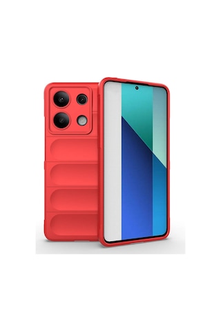 Xiaomi Redmi Note 13 4g Kılıf Esnek Tpu Oyuklu Arka Yüzey Tasarımlı Zore Etnik Silikon Kapak Kırmızı