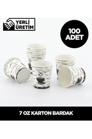 7 Oz Karton Bardak - 100 Adet Çok Renkli