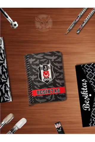 Bjk Beşiktaş Taraftar Not Defteri 72 Yaprak Çizgili Ödev Defteri Gri