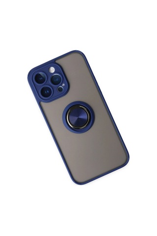 Newface Apple iPhone Uyumlu 14 Pro Max Kılıf Montreal Yüzüklü Silikon Kapak Glblseme - 48 - Lacivert