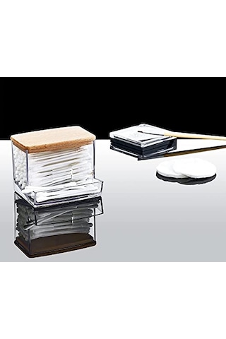 Ahşap Görünümlü Kapak 3'lü Organizer Set, Modern Pamukluk Düzenleyici Şık 3'lü Pamukluk Set - Şık Ve Fonksiy Çok Renkli