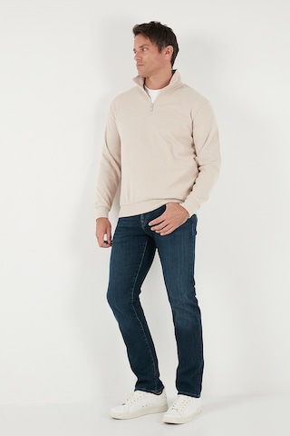 Buratti Pamuklu Regular Fit Yarım Fermuarlı Dik Yaka Erkek Kazak 456112 Bej
