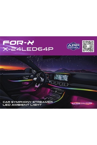 For-x Araç İçi Ambiyans Led Aydınlatma - For-x X-24led64p Animasyonlu 64 Renkli Müziğe Duyarlı Rbg L Çok Renkli