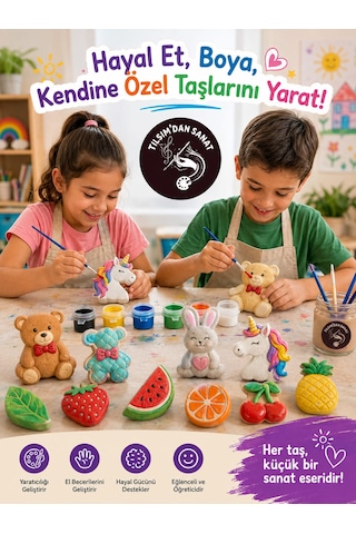Marvel Taş Boyama Seti 6 Obje + 6 Renk + 1 Fırça + Boyama Sertifikası