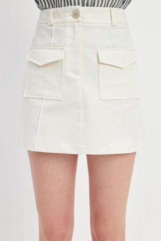 Stella Pulvis Krem Cepli Nervürlü Mini Etek Krem