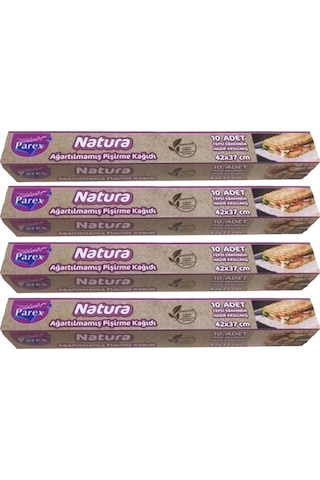 Natura Ağartılmamış Hazır Kesilmiş Pişirme Kağıdı 10 Lu 4 Paket