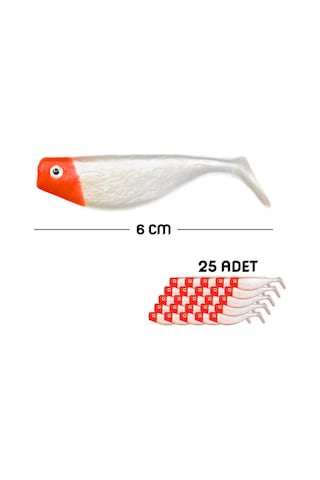 Silikon Balık Yem - Dft - 6cm - Kırmızı/beyaz 141-3017 - 25'li Paket