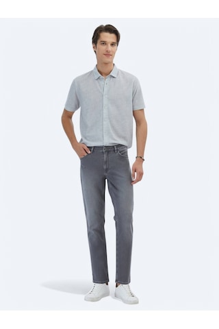 Kip Gri Desenli Regular Fit Casual Gömlek Gri
