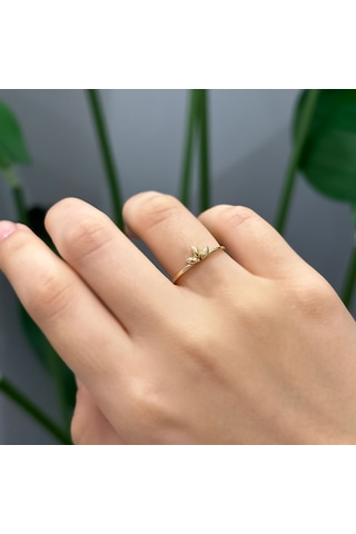 14k Altın Minimal Lotus Yüzük
