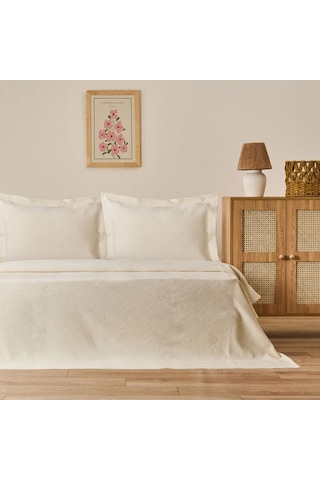 Evidea Soft Velinora Çift Kişilik Yatak Örtüsü Seti - Krem - 220x240 Cm Krem