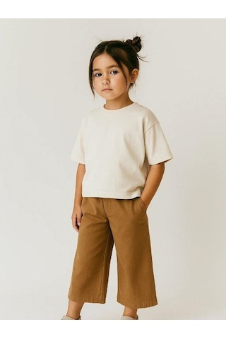 R.g Kız Çocuk Pamuklu Basic Crop T-shirt-15860 Beyaz
