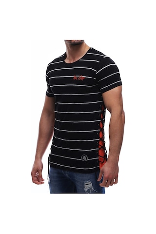Madmext Yandan Bağcıklı Siyah Tişört 2567
