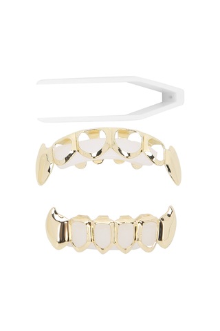 Lemestar Hip Hop Altın Diş Protezi: Delikli Tasarım, Mikro Zirkon Taşlı Zincirli, Üst/alt Dişlere Uygun, Kaliteli Pirinçten Yapım Gold