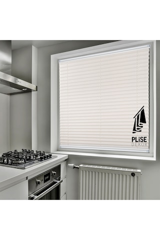 Plise Dekor Beyaz Plise Perde - Cam Balkon Perdesi Vidalı Sistem