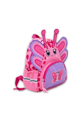 Kız Çocuk Anaokulu Sırt Çantası Sevimli Kelebek Figürlü Pembe Mor Desenli
