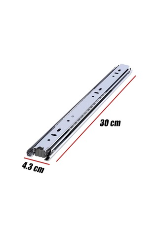 Lexroo Bilyalı Dolap Çekmece Rayı Metal En 4.3 Cm Uzunluk 30 Cm