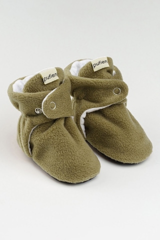 Organik Pamuk Astarlı, Bebek İlk Adım Ayakkabısı, Kaydırmaz Taban, Bebek Pandufu, Bebek Patik Haki Haki
