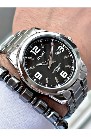 Casio Gümüş Silver Renk Çelik Kordon   Spor Metal Erkek Kol Saati + Bileklik Hediyeli Nda98