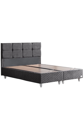 Gümüş İkili Set, Gümüş Çift Kişilik Baza Başlık Seti Antrasit 180 x 200