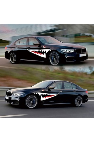 Novahub Çift Büyük Beyaz Köpekbalığı Yansıtıcı Araba Çıkartmaları Aksesuarlar