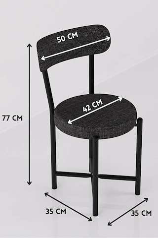 Sandalye 4 Adet Keten Kumaş Metal Ayak Modern Mutfak Sandalyesi Cafe Balkon Ofis Teddy Antrasit