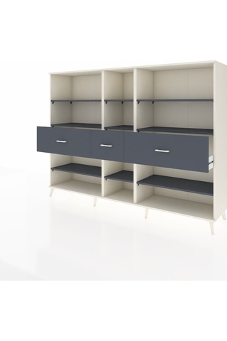 Hyperion Dolap 9 Raflı 3 Çekmeceli 220x44x163 Aytaşı-antrasit Aytaşı-antrasit