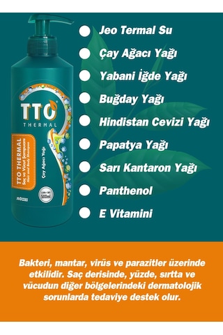 Tto Saç Ve Vücut Şampuanı 500 Ml Yeşil Çay Ağacı Yağı / Tea Tree Oıl