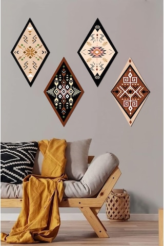 Dekorize Mdf 4 Parça 3 Mm Çerçeve Görünümlü Bohem Tablo 16283 28 X 4