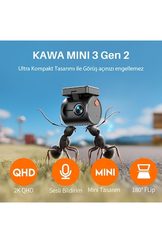 Kawa Mini 3 Gen2 1296p Wifi 145 Geniş Açı Gece Görüşlü 32gb Hafıza Kartlı Akıllı Araç Kamerası Sku: Smg8690010061270