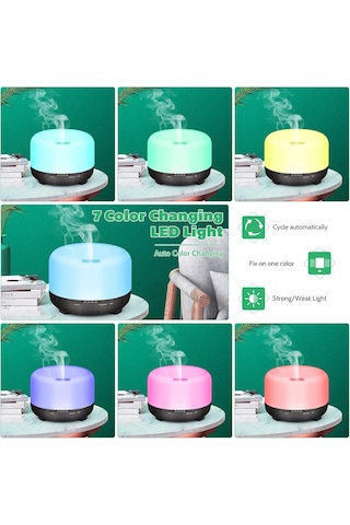 Uçucu Yağ Difüzör Aromaterapi Nemlendirici: 500ml Ultrasonik Aroma Hava Buharlaştırıcı Büyük Oda İçin Sessiz Sis Nemlendiricileri Küçük Bebek Yatak Odası İçin Uzaktan Kumanda Siyah-2pack