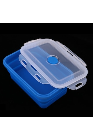 Trendooze Silikon Bento Kase 540ml, Katlanır Mavi Renkli Öğle Yemeği Kutusu Çok Renkli
