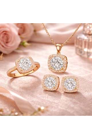 Gümüş Rose Kare Montür Kadın Set Çok Renkli