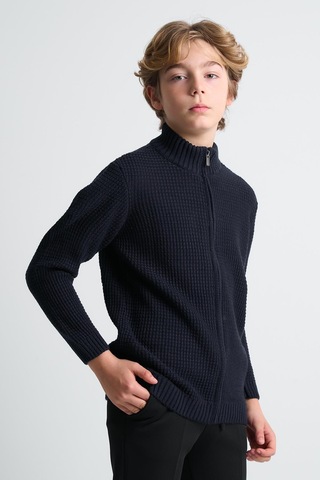 Alexandergardı Fermuarlı Dik Yaka Hırka Lacivert