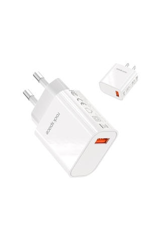 T48 Single 18w Qc 3.0 Mini Seyahat Şarj Cihazı Beyaz